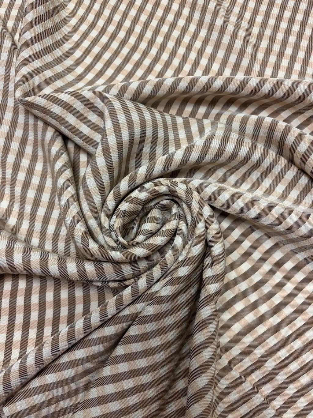 Tan and Brown Plaid | Viscose | Made in Italy