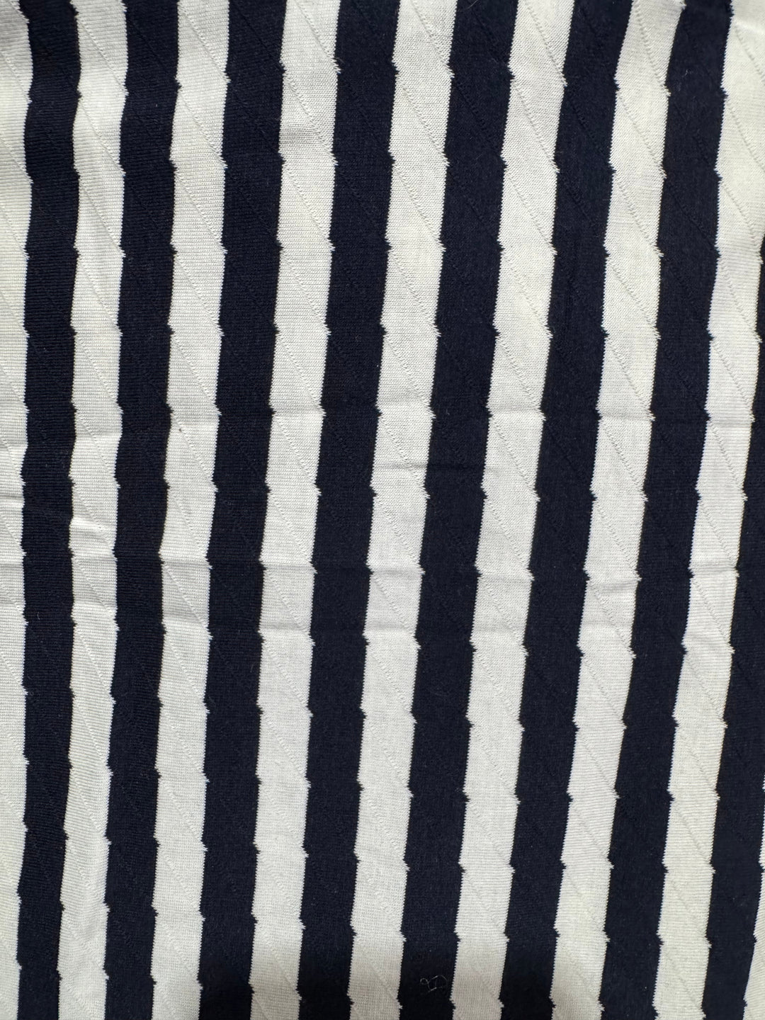 Knit Cotton Fabric - White with Black Stripes