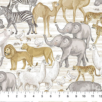 Large Animals Cream Multi | Deborah Edwards | Two by Two| Price Per panel