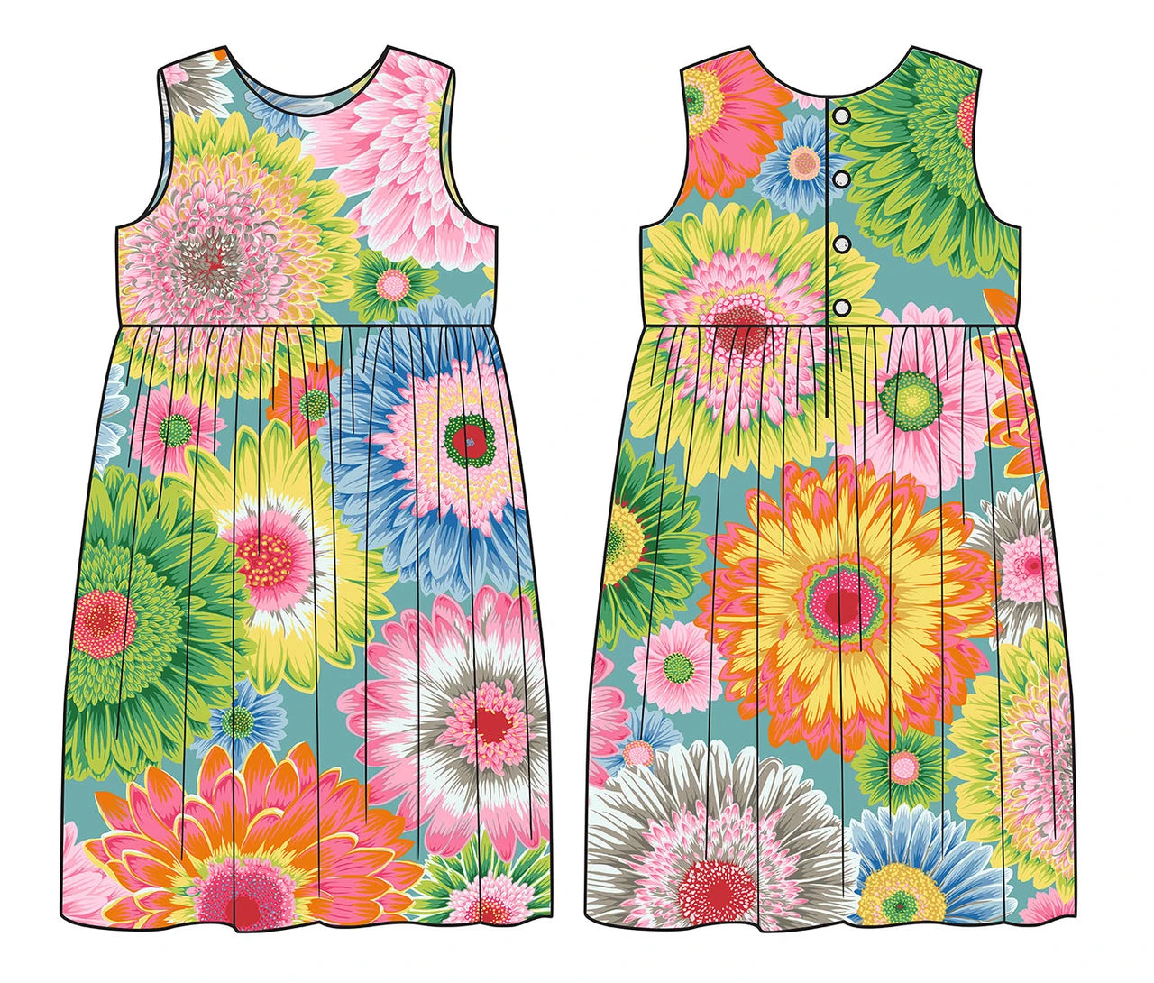 Gerbera Daisies - Pastel || Brandon Mably |  Kaffe Fassett August 2026 Collection