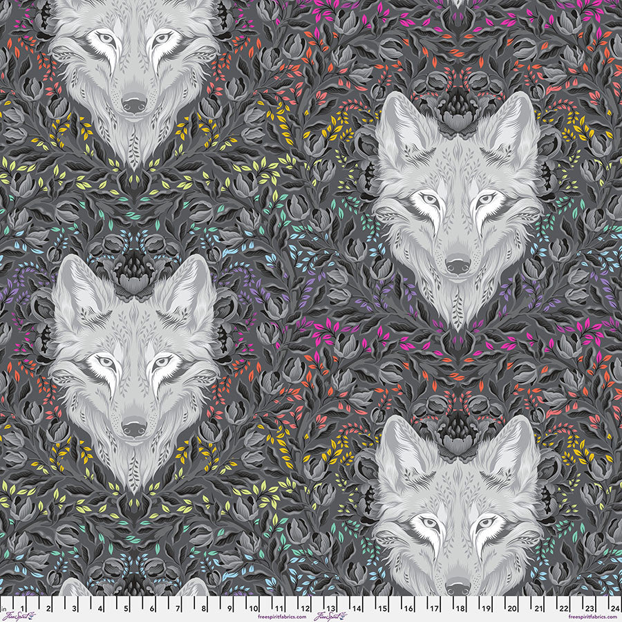 Wolf of Pink Street - Carbon | Tula Pink | Graywork & True Colors Minky Collection