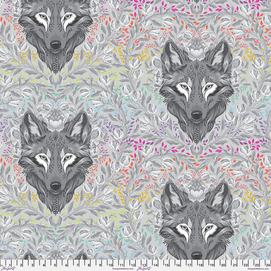 Wolf of Pink Street - Fog | Graywork & True Colors Minky