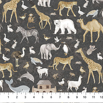 Medium Animals Charcoal Multi | Deborah Edwards | Two by Two| Price Per panel