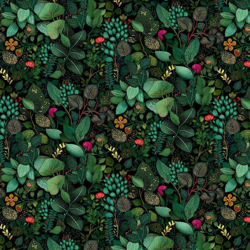 PACKED TROPICAL LEAVES in Green | Paradise Found | TImeless Treasures
