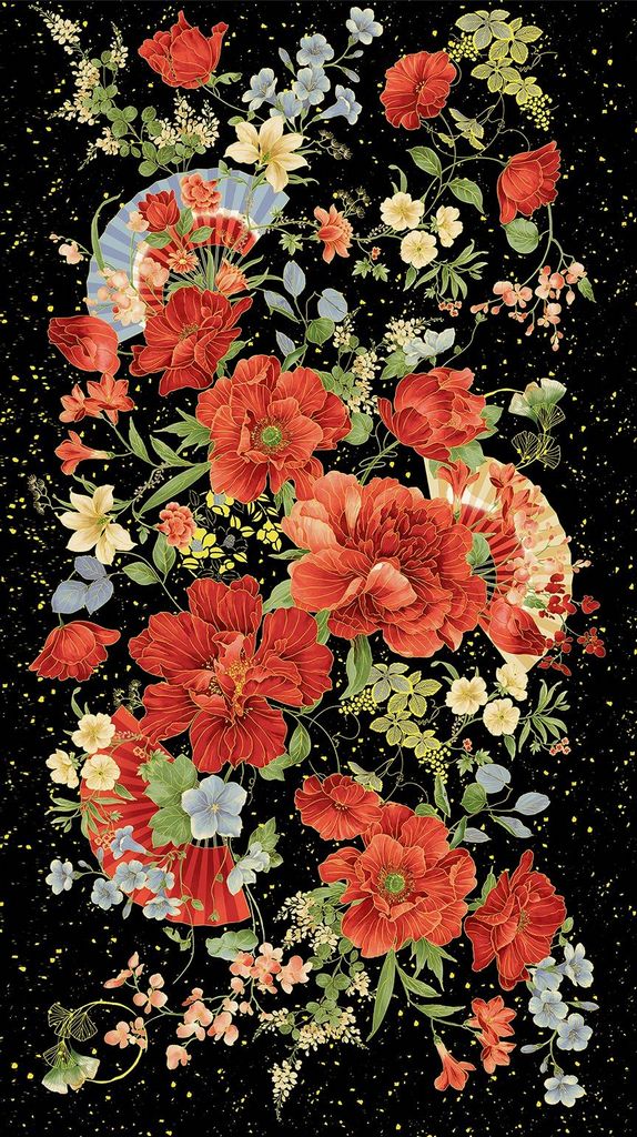 IMPERIAL BLOOM METALLIC PANEL 24" in Black | CHONG-A HWANG | Imperial Bloom | Price per Panel
