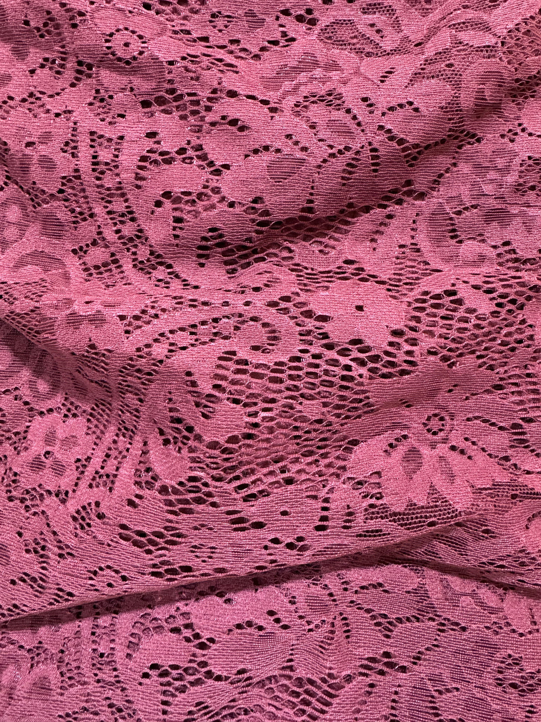 Poly Cotton Blend Fabric - Lace Cranberry