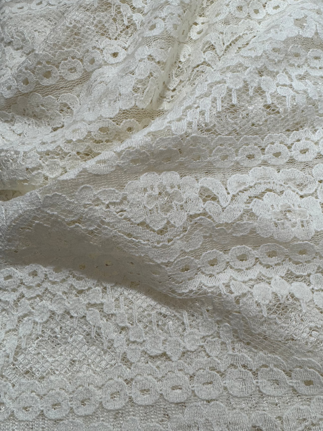 Poly Cotton Blend Fabric - Lace Ivory