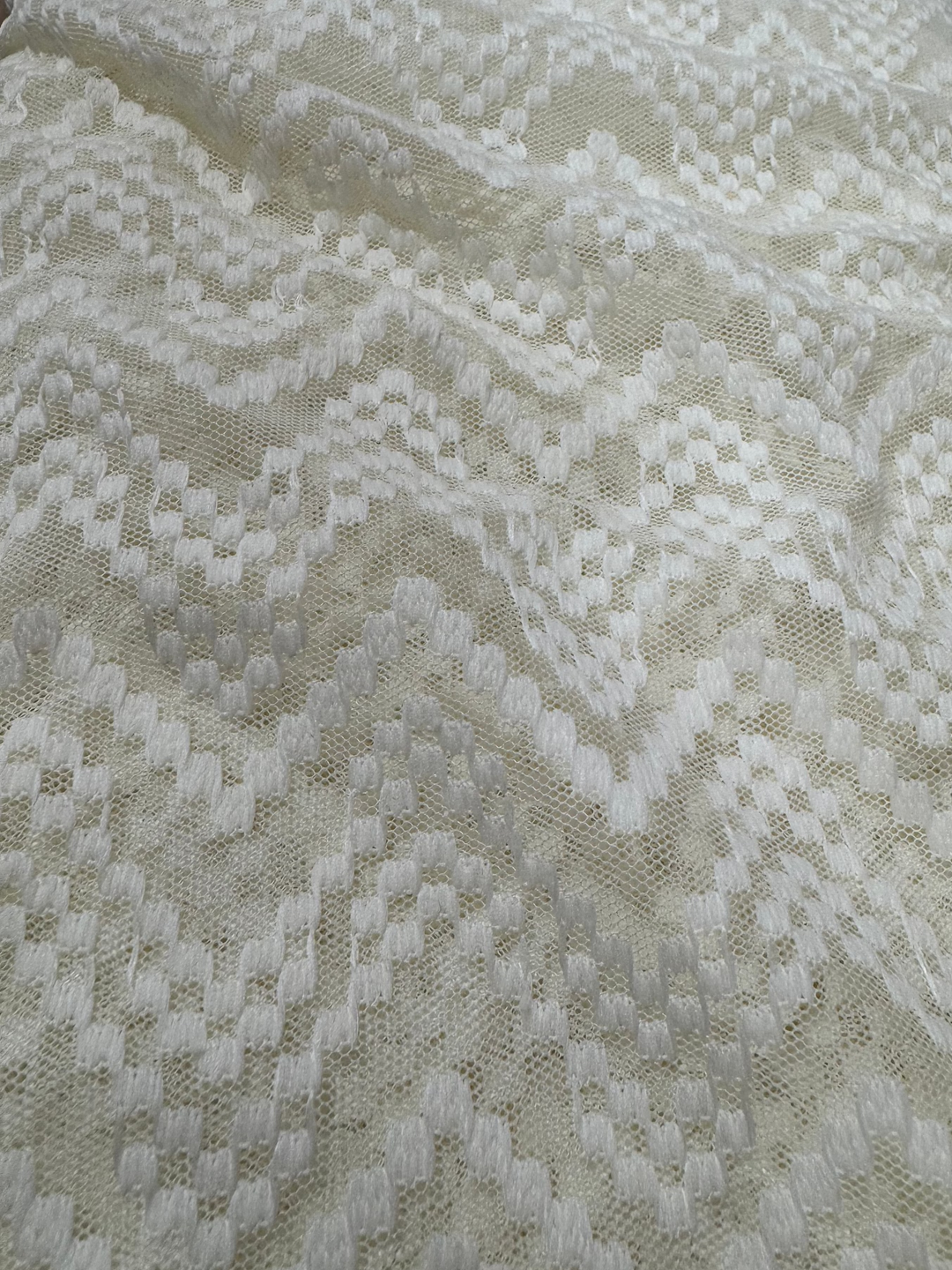 Poly Cotton Blend Fabric - Lace Off White