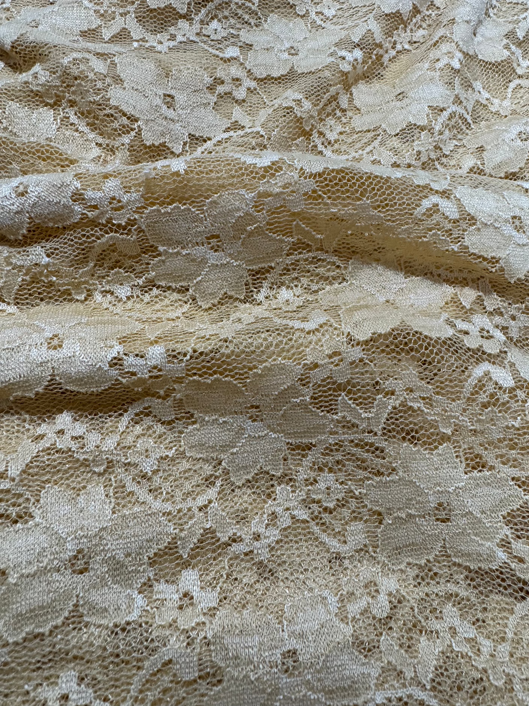 Poly Cotton Blend Fabric - Lace Sand