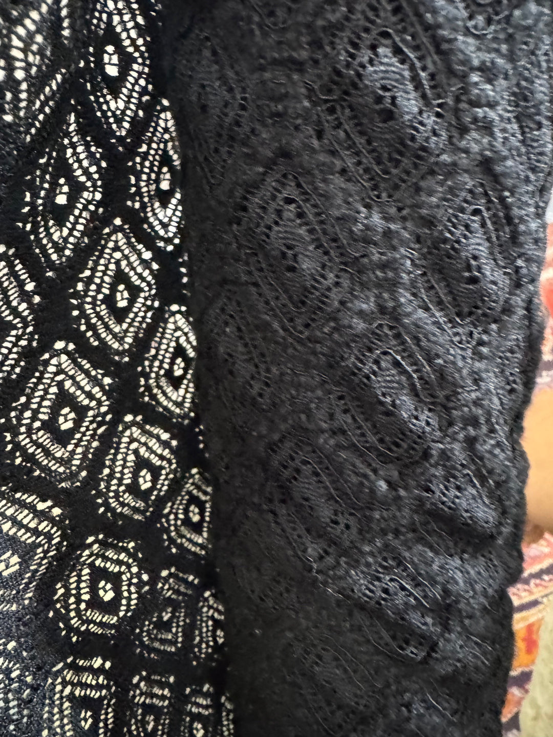 Poly Cotton Blend Fabric - Black Lace