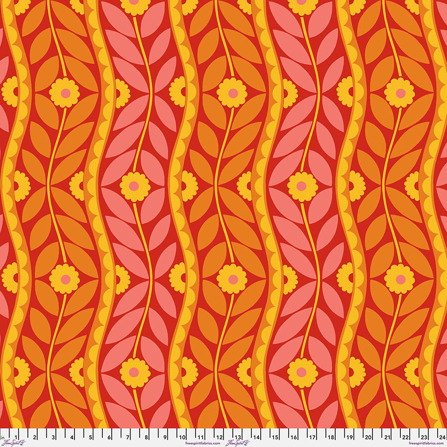 Brocade in Red | Jane Sassaman | Vegetable Patch Collection