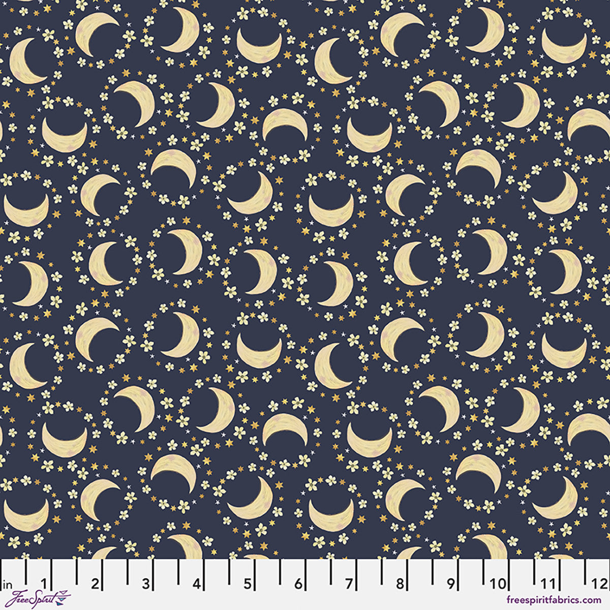 Floral Moons in Navy | by Mia Charro | Cute Forest Collection