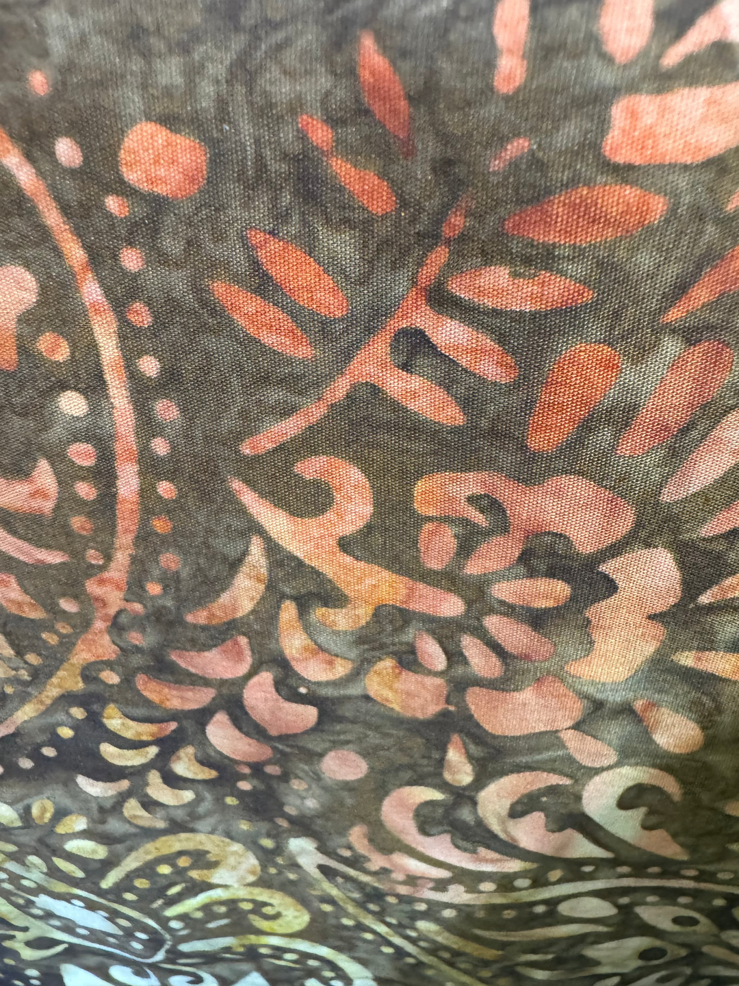 Quilting Cotton Batiks Fabric - Brown and Orange Floral