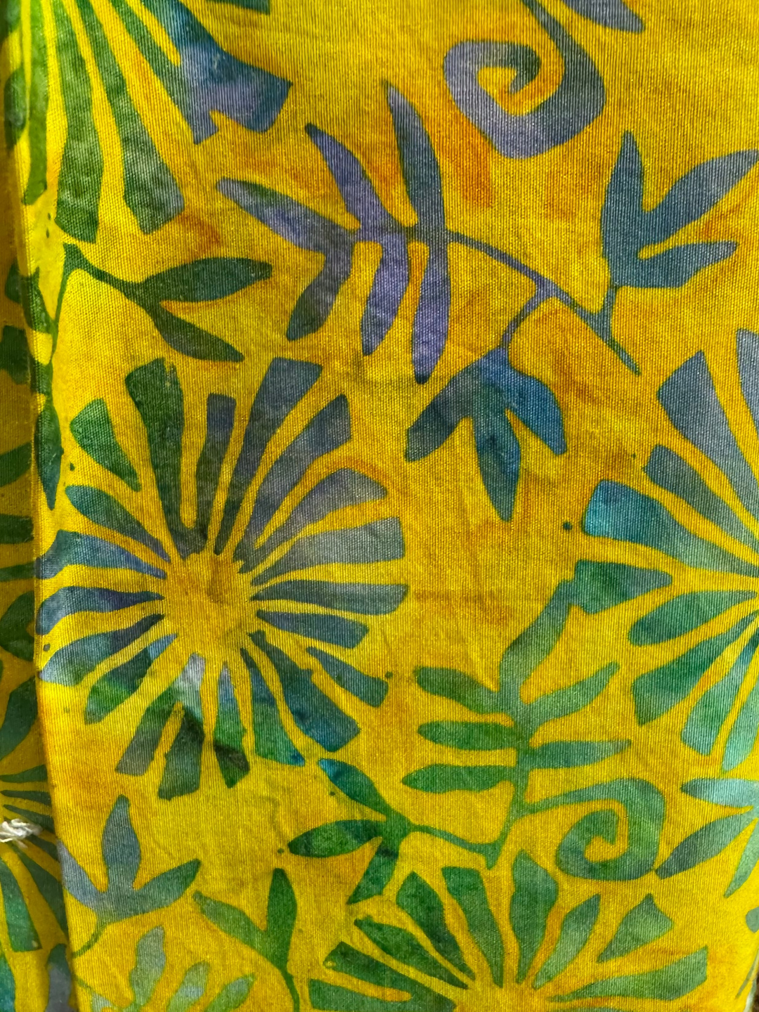 Quilting Cotton Batiks Fabric - Yellow Green Floral