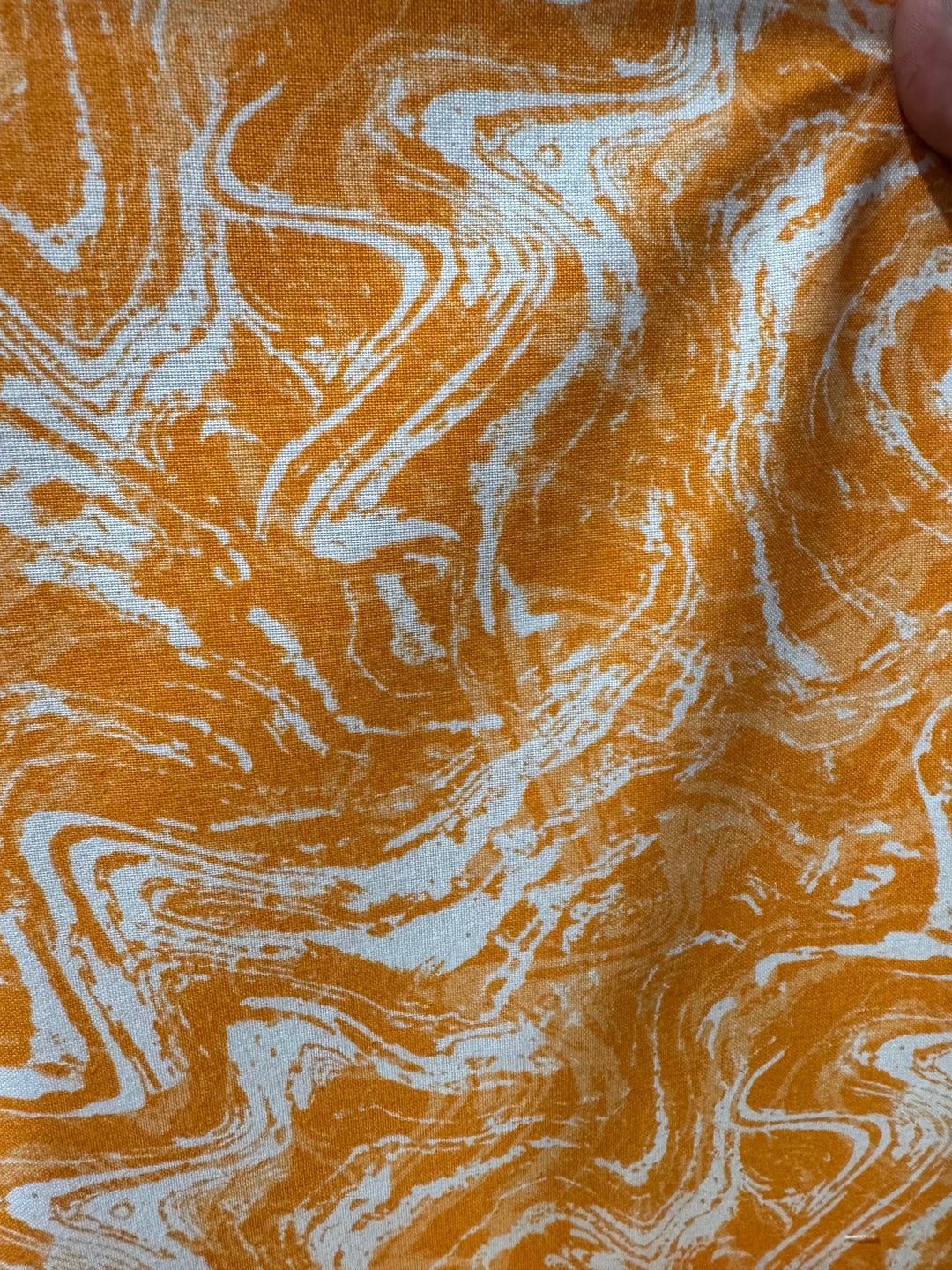 Quilting Cotton Fabric - Orange with White Swirl