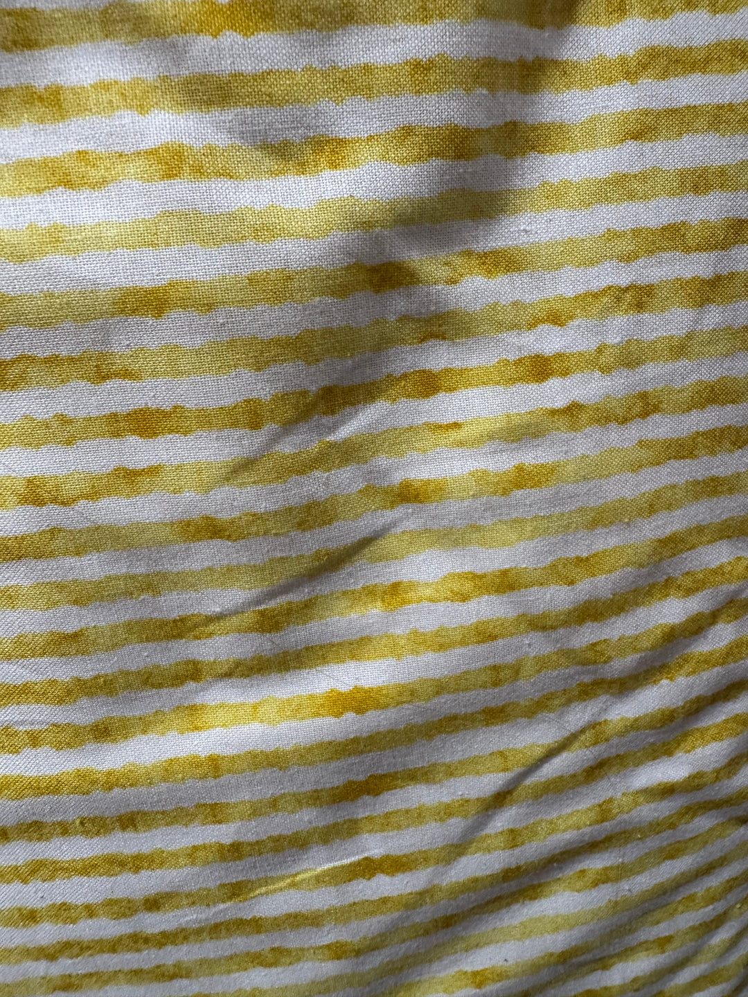 Quilting Cotton Fabric - White with Mustard Stripe