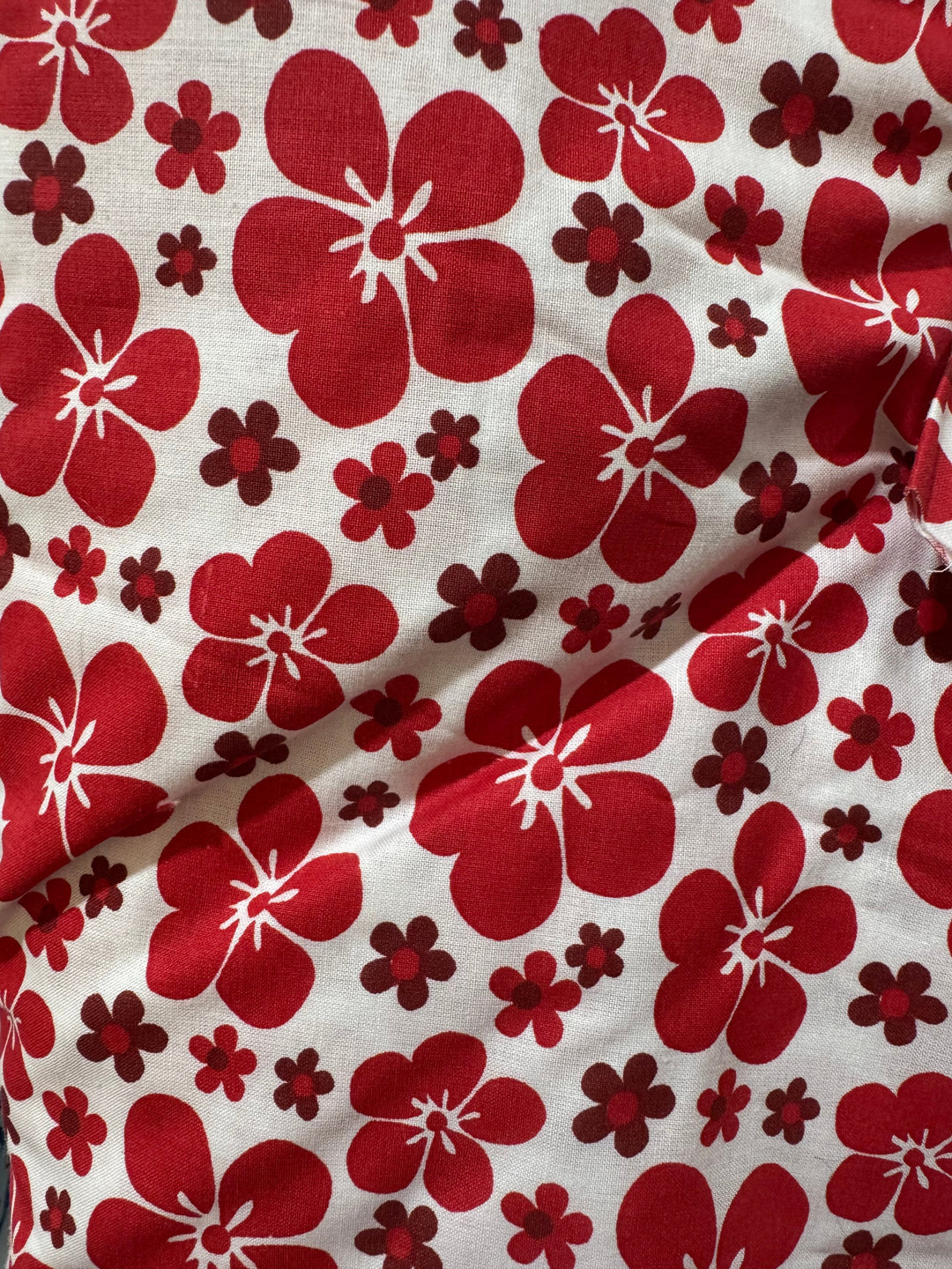 Quilting Cotton Fabric - White with Red Flowers