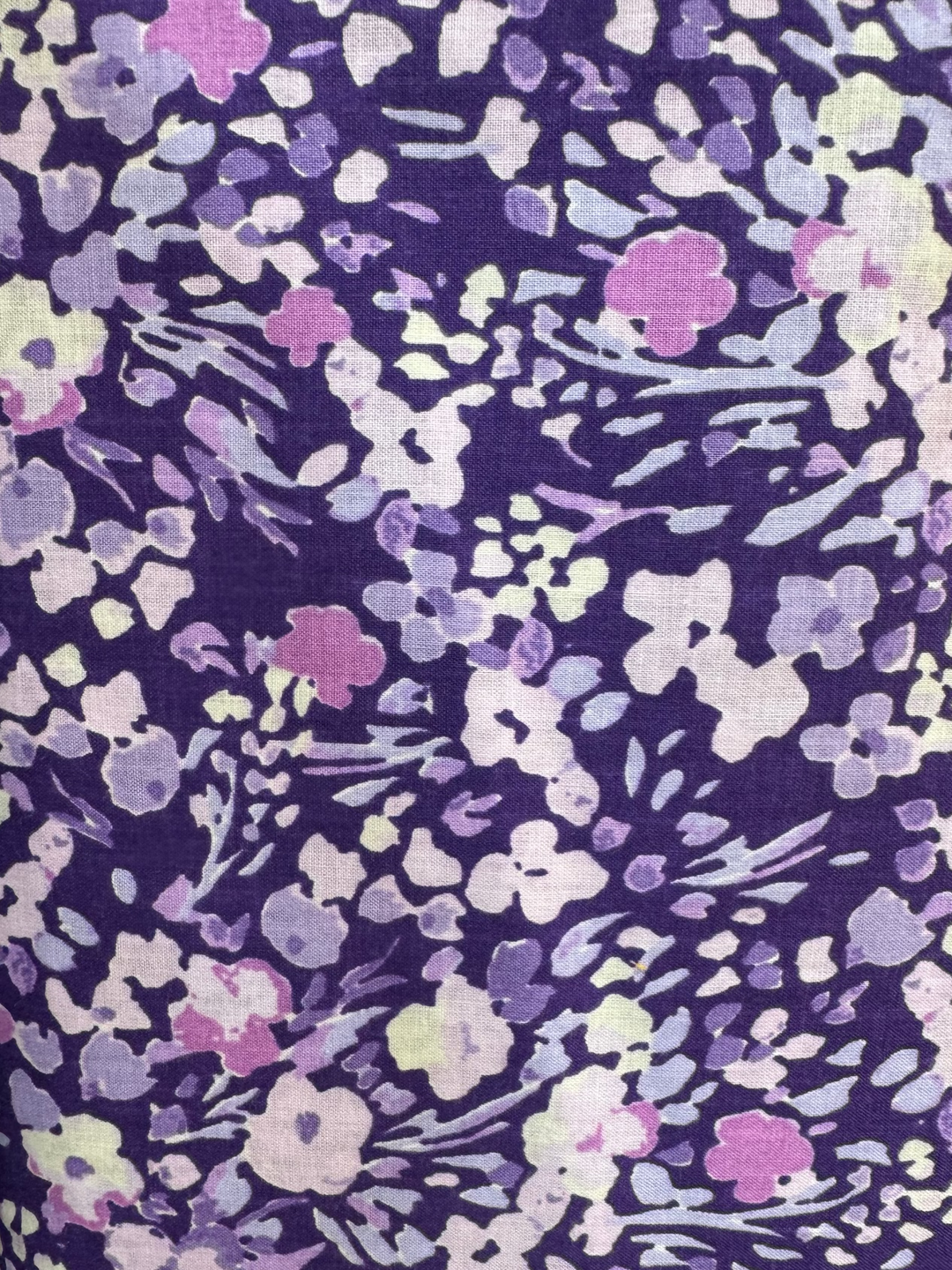 Quilting Cotton Fabric - Purple with Light Purple and White Flowers