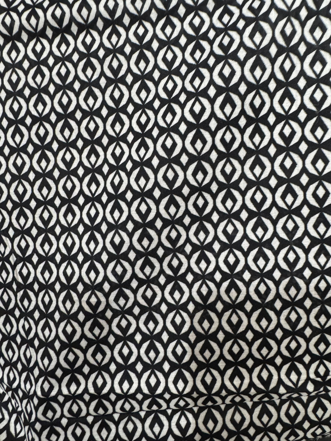 Rayon with Spandex Fabric - Black with White Circles