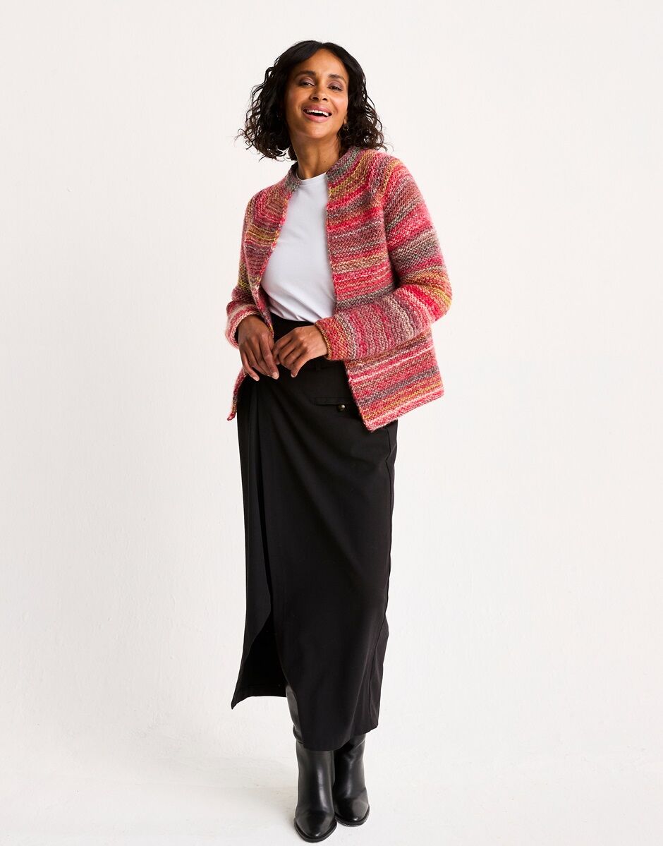 REAL GEM JACKET KNITTING PATTERN IN JEWELSPUN WITH WOOL CHUNKY Self Striping Yarn