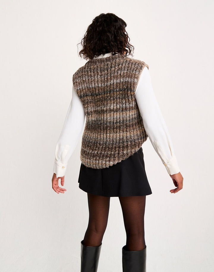 BENEATH THE SURFACE VEST KNITTING PATTERN IN JEWELSPUN WITH WOOL CHUNKY Self Striping Yarn