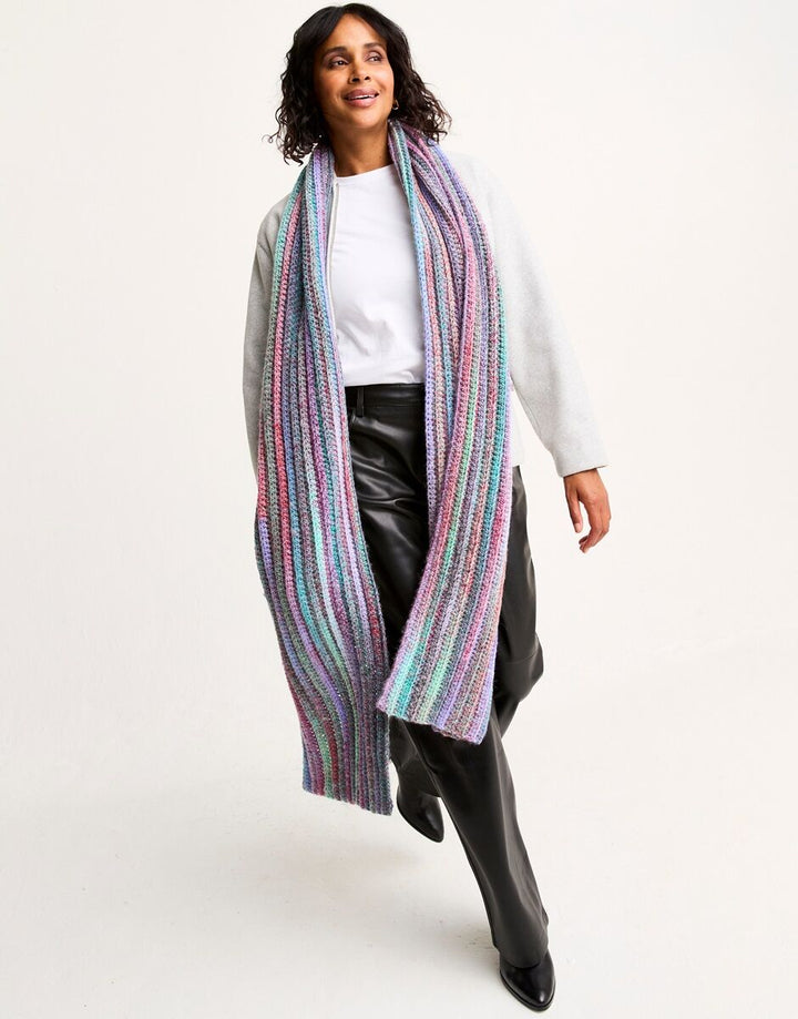 RICH SEAM CROCHET SCARF PATTERN IN JEWELSPUN WITH WOOL CHUNKY Self Striping Yarn