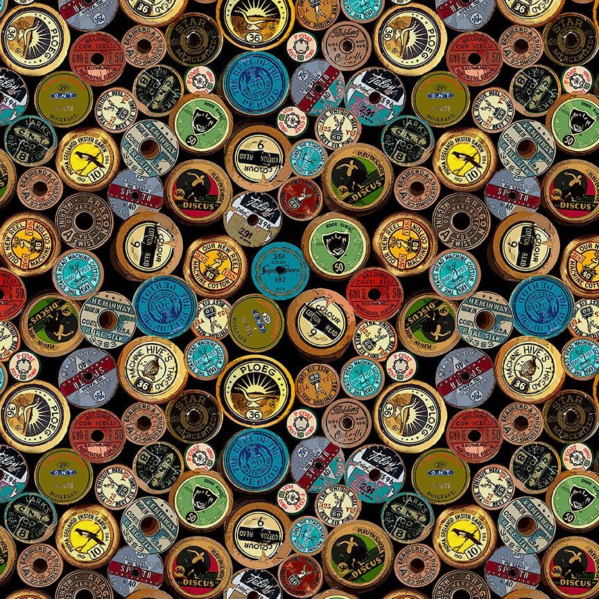 ANTIQUE SPOOL LABELS SEW | Timeless Treasures  | Blood Sweat & Shears