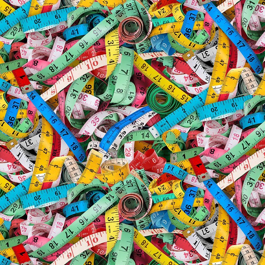 PACKED MEASURING TAPES SEW in Multi | Timeless Treasures  | Blood Sweat & Shears