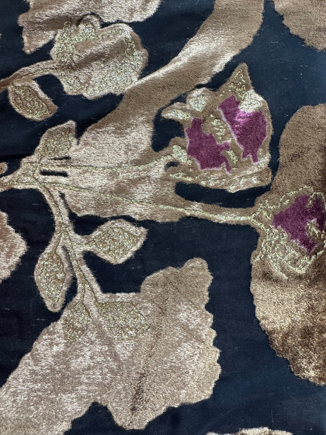 Silk Burnout Velvet Fabric - Black/Brown