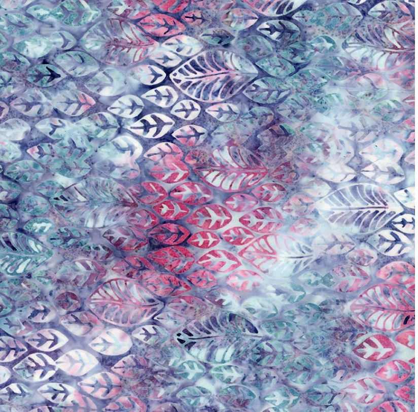 Dream Stamped Leaves | Timeless Treasures | Tonga Batiks Plumberry Collection