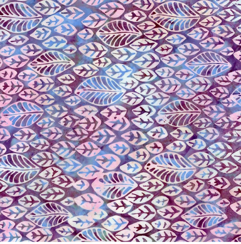 Mauve Stamped Leaves | Timeless Treasures | Tonga Batiks Plumberry Collection