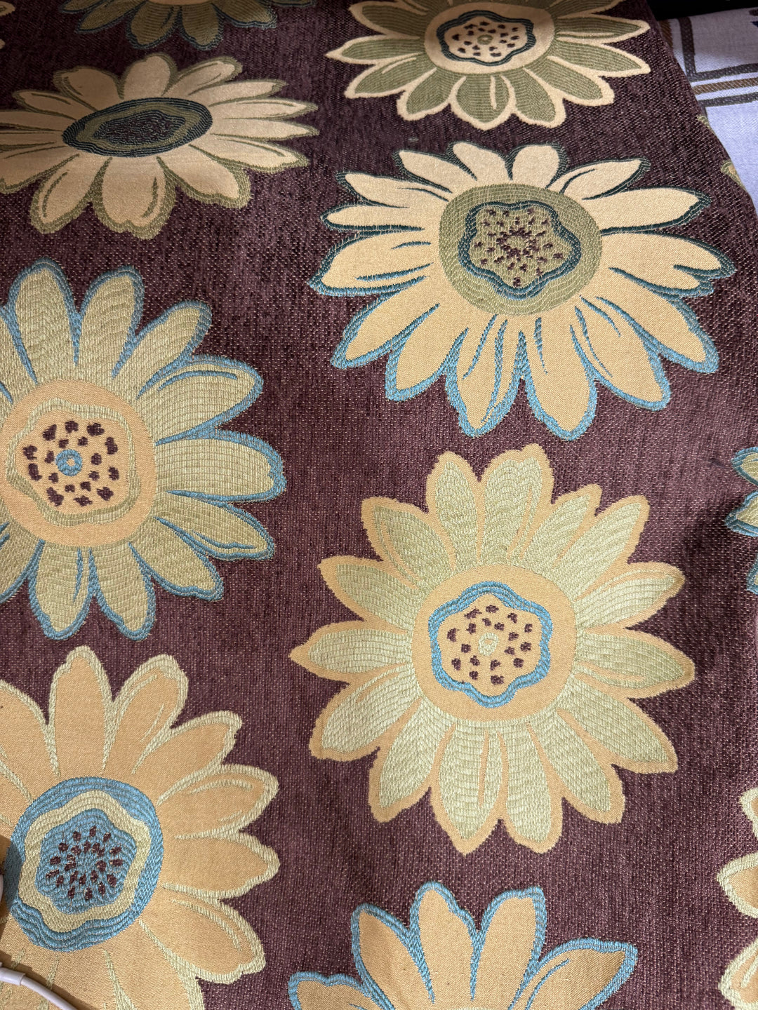 Tapestry Fabric - Brown with Sunflower