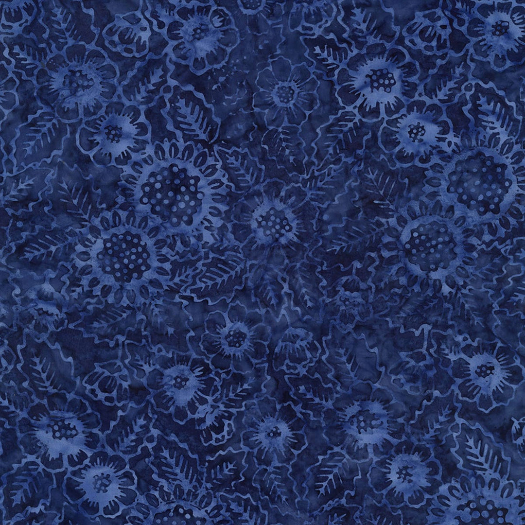 Bluebell Denim Aster Floral | Timeless Treasures | Tonga Batiks Bluebell Collection