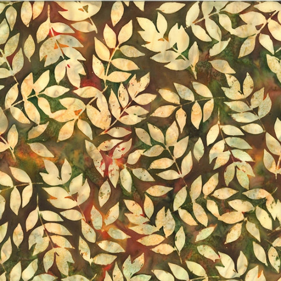 Medium Floral in Chai Tea | Cotton Batiks | Hoffman Fabrics