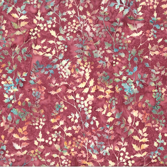 Berries in Barn Red  | Cotton Batiks | Hoffman Fabrics