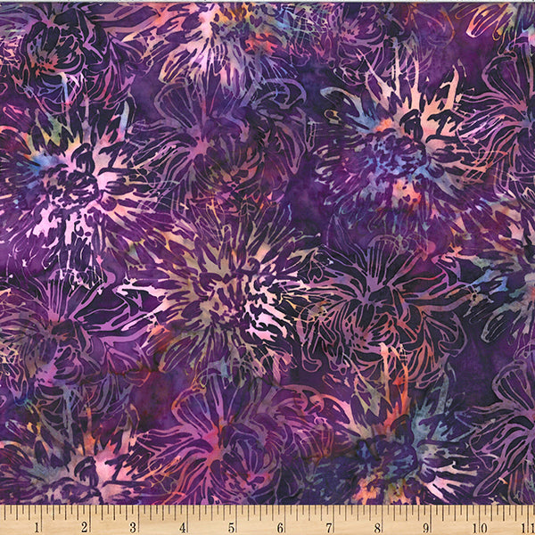 Mums in Wild Berry | Cotton Batiks |  Hoffman Fabrics