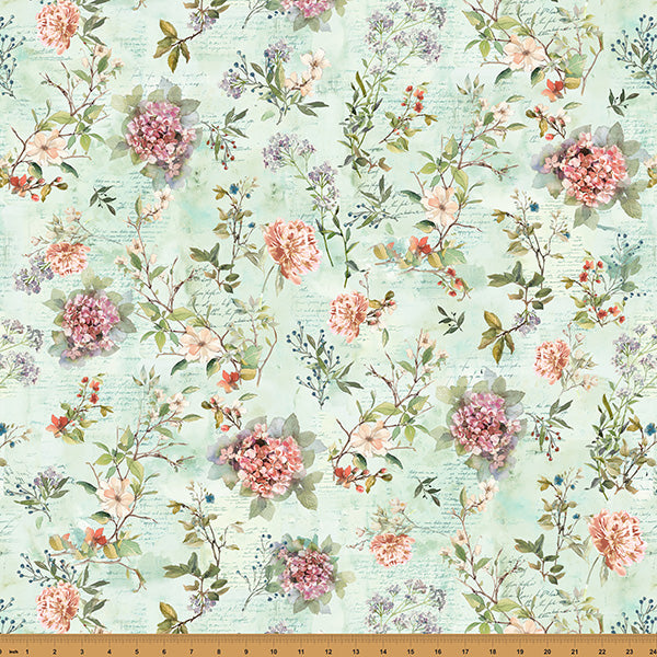 Nesting Hour in Mint | Hoffman Fabrics | Nesting Hour