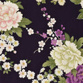 Japanese Peony Prints Cotton Sheeting - Purple