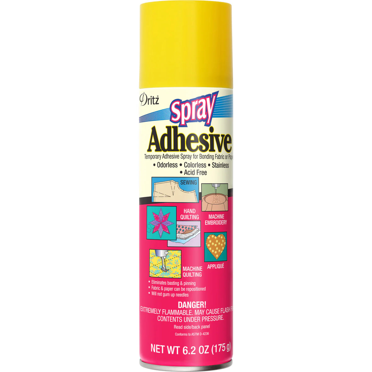 Temporary Spray Adhesive for Bonding Fabric or Paper, Clear, 6.2 oz.