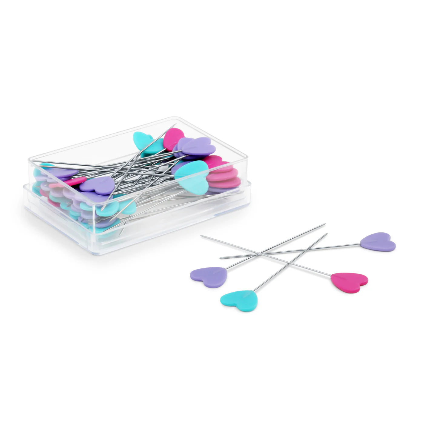 2" Flat Heart Head Pins, Assorted, 50 pc