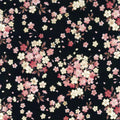 Japanese Sakura Prints Cotton Sheeting - Black