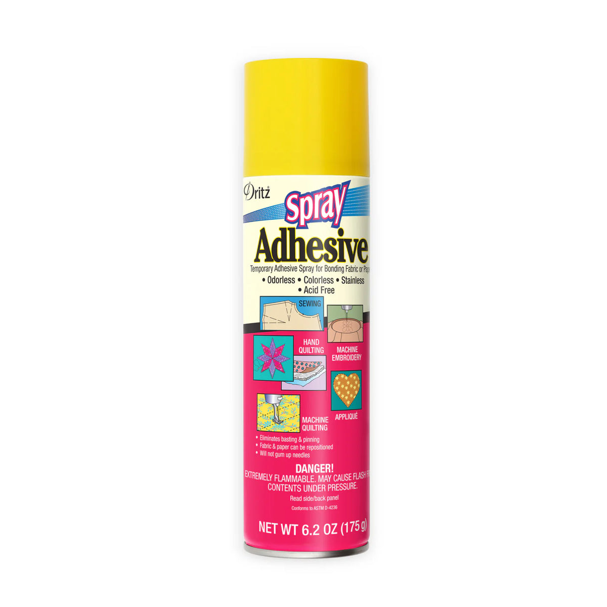 Temporary Spray Adhesive for Bonding Fabric or Paper, Clear, 6.2 oz.