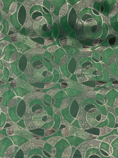 Green and Gold Geometric | Silk Brocade | Made in Italy