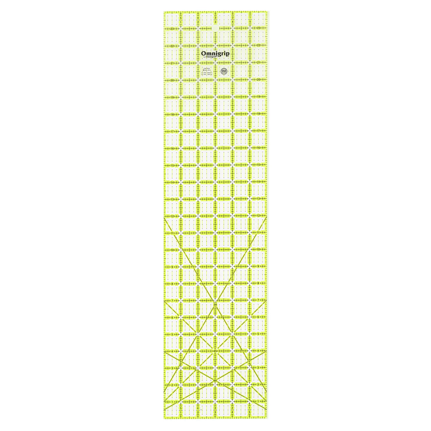 NON-SLIP RECTANGLE RULER, NEON, 6" x 24"