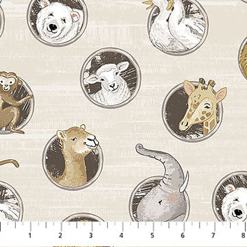 Porthole Toss LT Taupe Multi | Deborah Edwards | Two by Two| Price Per panel