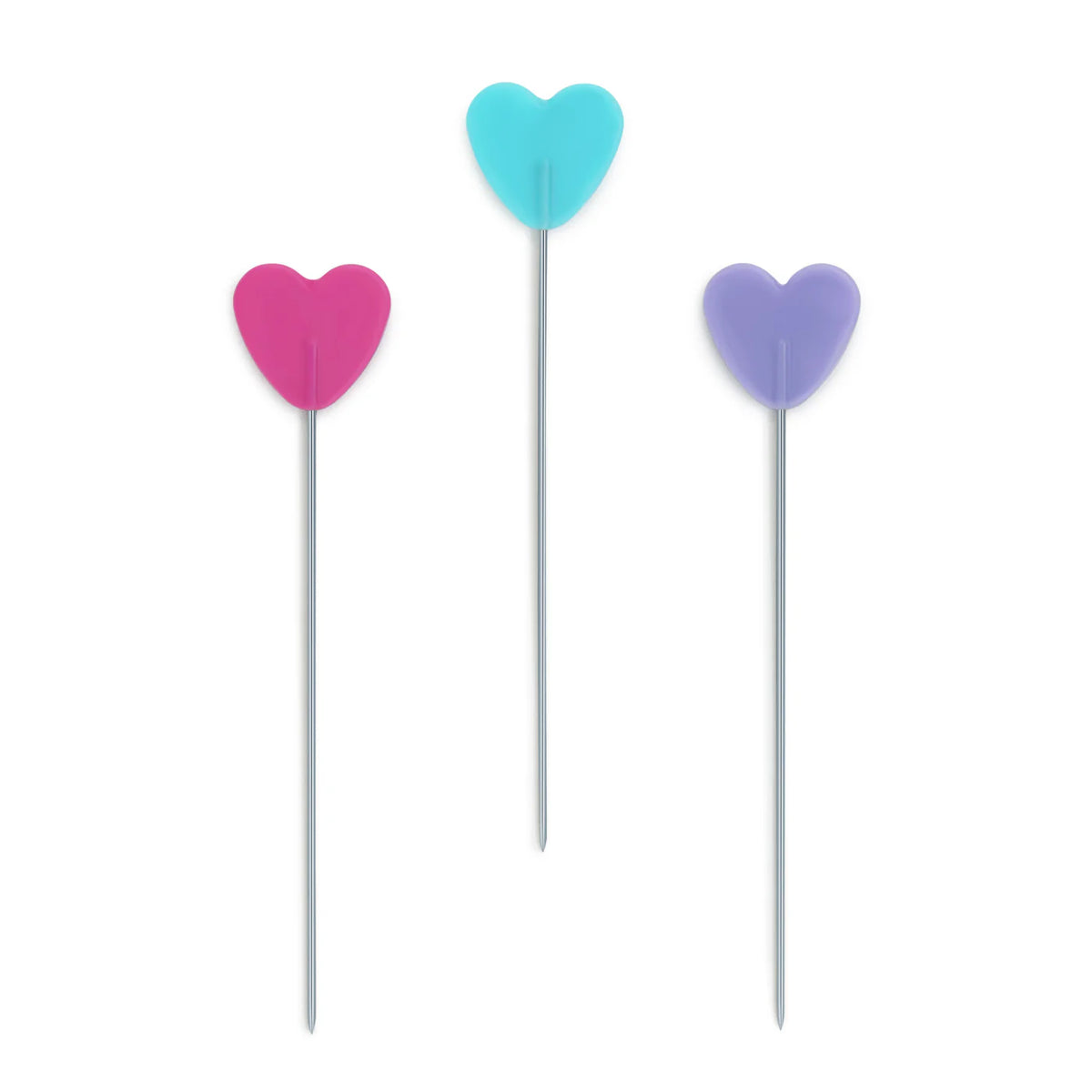 2" Flat Heart Head Pins, Assorted, 50 pc