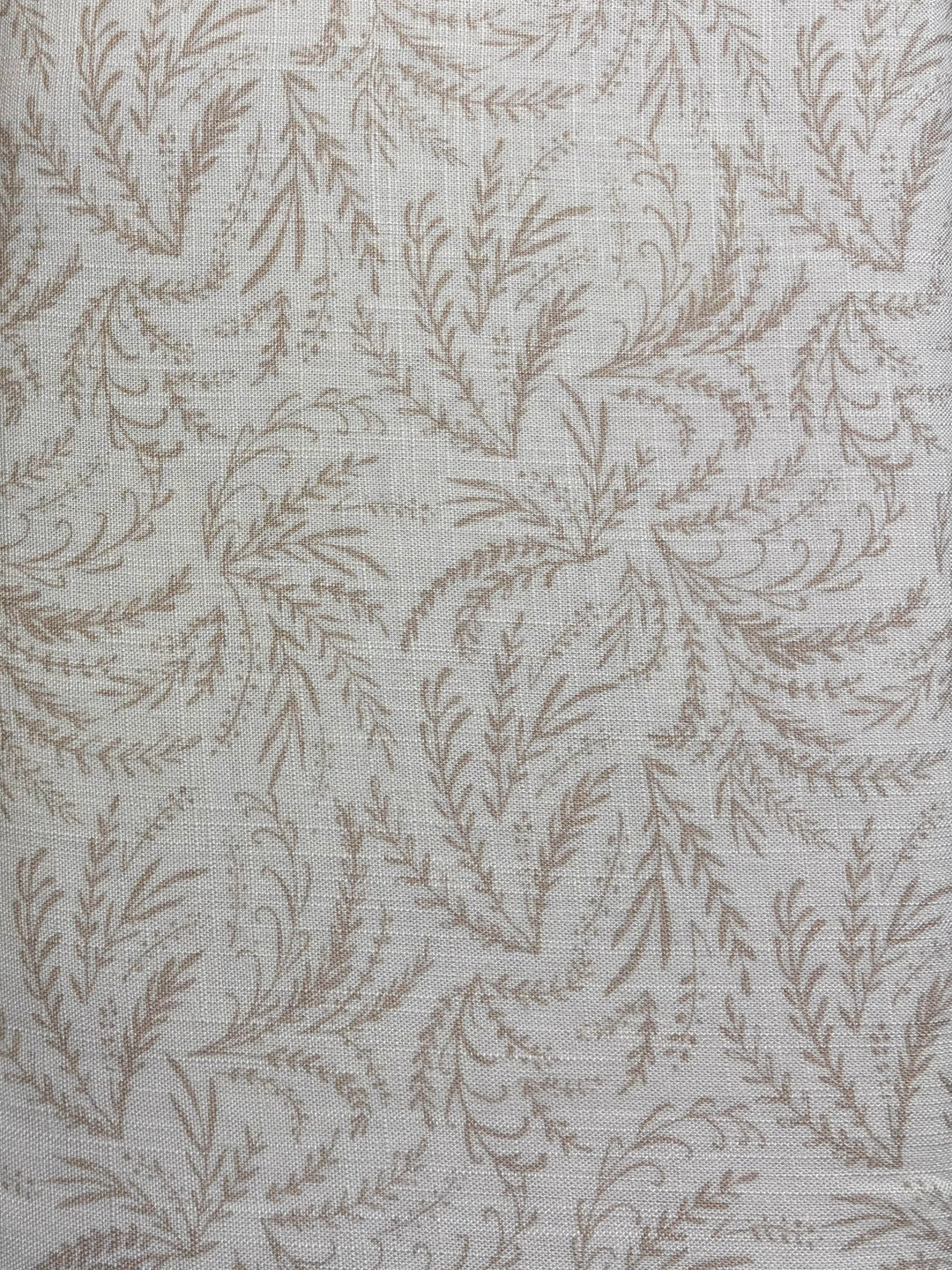 Tan Leaf on White | Linen Rayon Blend