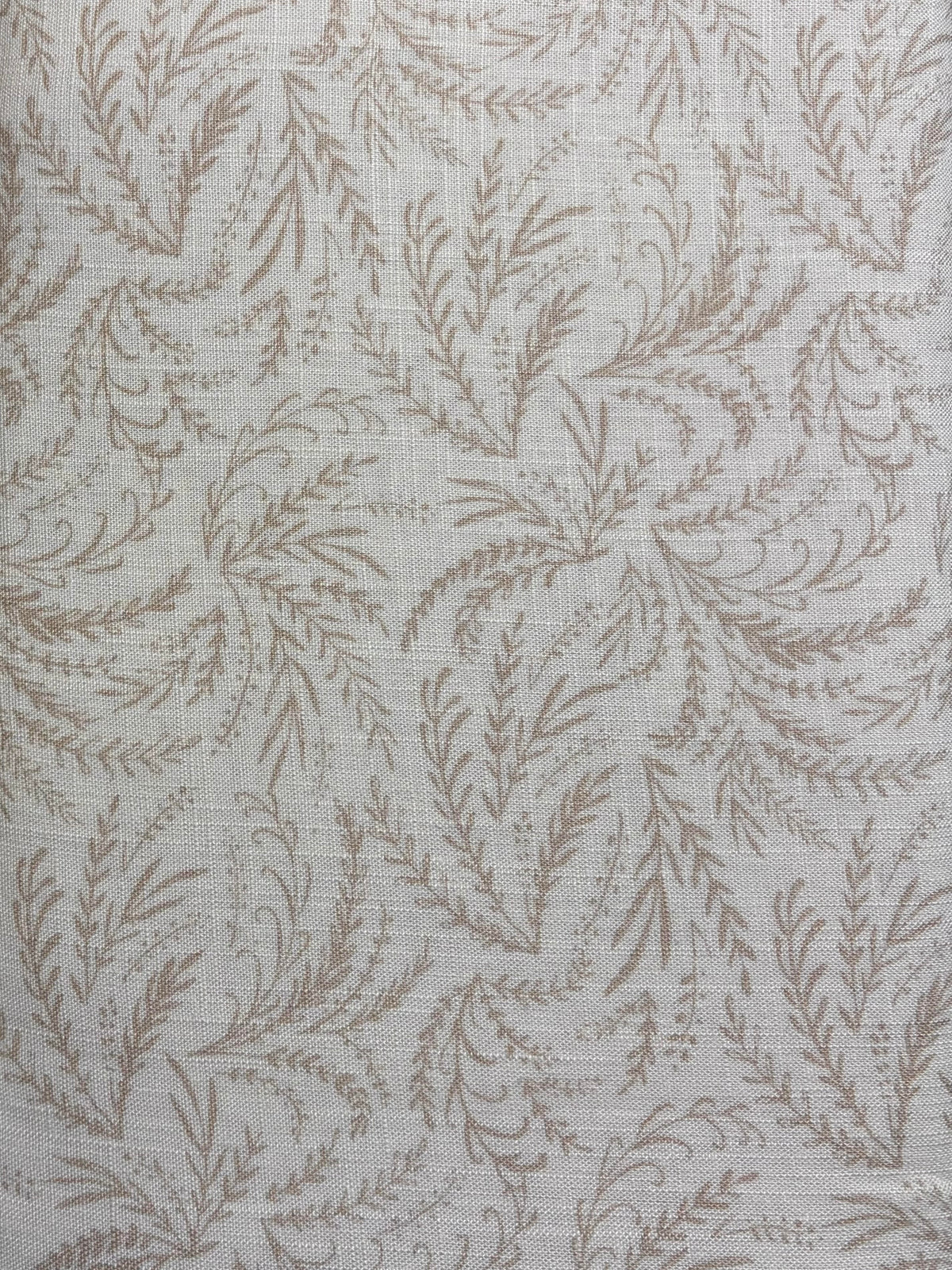 Tan Leaf on White | Linen Rayon Blend