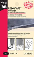 Res-Q-Tape Hem Strips, Double-Sided Adhesive Tape, 1/2" x 3", Clear, 24 pc